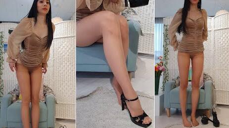 隔壁女生咖啡裤袜+高跟鞋stocking LookBook