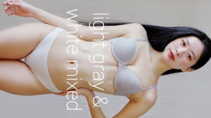 一分一秒legend 亮银灰色胸罩内衣look book one light gray &白色内裤bra & white panty lingerie try on lookbook